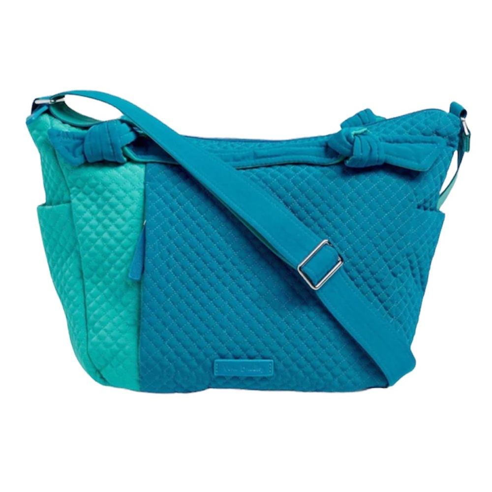 VERA BRADLEY Microfiber Turquoise Blue Teal Green Hadley Satchel Shoulder Bag